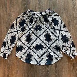 Tommy Hilfiger Ruffle Neck Paisley Blouse